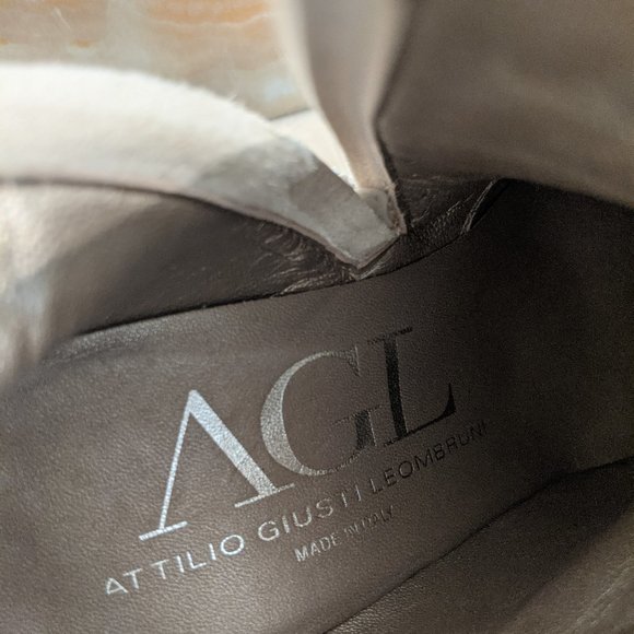 AGL Bootie Off-White Calf Leather with Metallic Kitten Heel - Picture 8 of 11